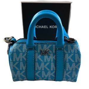 New Michael Kors  Micro Duffle Keyfob / Bag Charm MK Signature Perfect S…